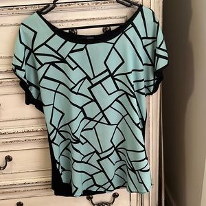 Adorable, teal and black top